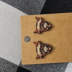 Handmade New Highland Cow Post Stud Wooden Earrings